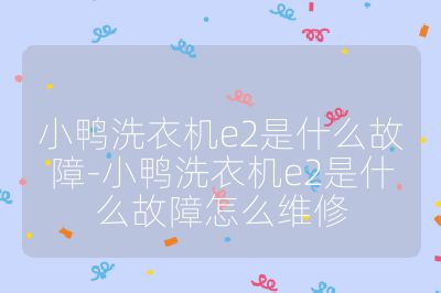 小鴨洗衣機e2是什么故障-小鴨洗衣機e2是什么故障怎么維修
