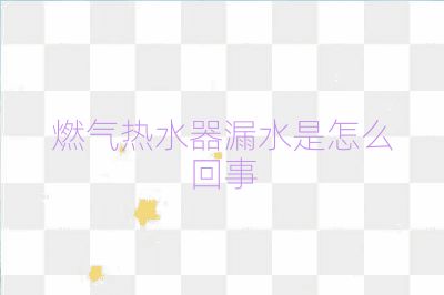 燃氣熱水器漏水是怎么回事