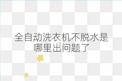 全自動洗衣機不脫水是哪里出問題了